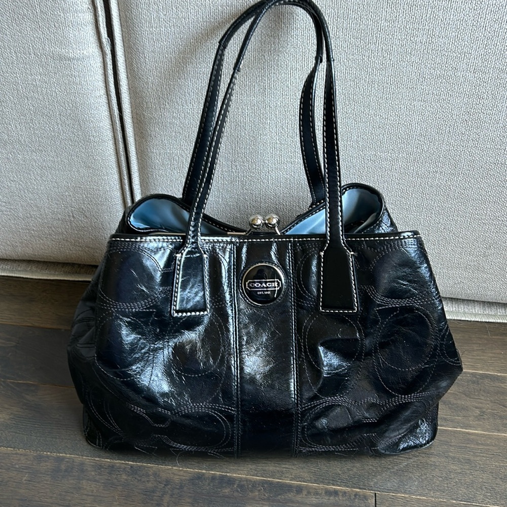 Coach patent leather small tote